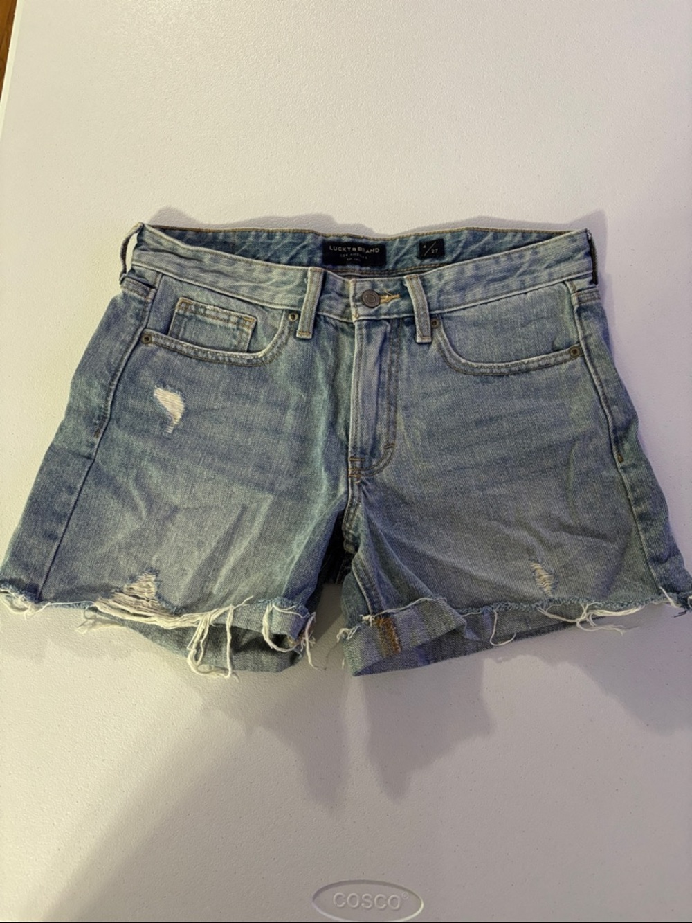 Lucky Brand Faded Light Blue Distressed Denim Shorts